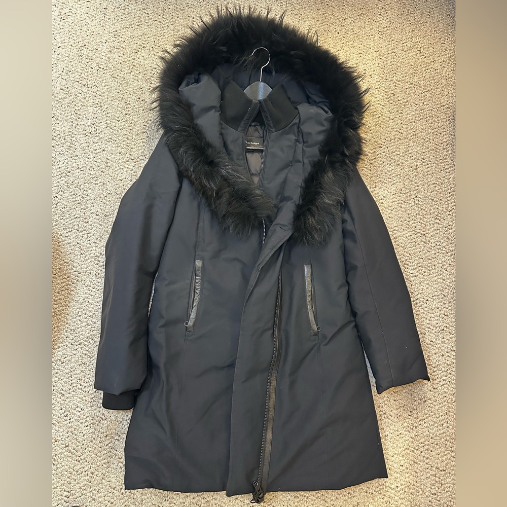 Mackage Navy ADALI-BX Down coat with black fox fur Signature Collar size M